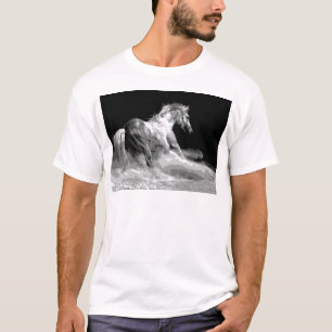 Zwart-wit paard in actie t-shirt