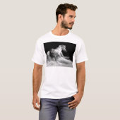 Zwart-wit paard in actie t-shirt (Voorkant volledig)