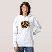 Zwart-wit Paard met Zonnebloemen Hoodie (Voorkant volledig)