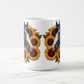 Zwart-wit Paard met Zonnebloemen Koffiemok (Center)