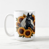 Zwart-wit Paard met Zonnebloemen Koffiemok (Links)
