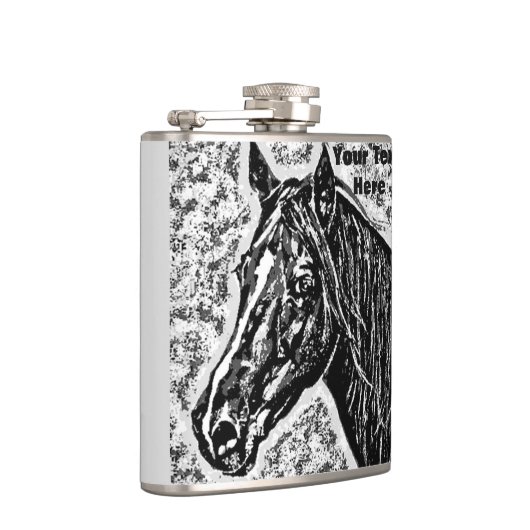 Zwart-wit Paard Portret Paardenkunst Heupfles (Rechts)