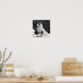 Zwart-wit paard poster (Keuken)