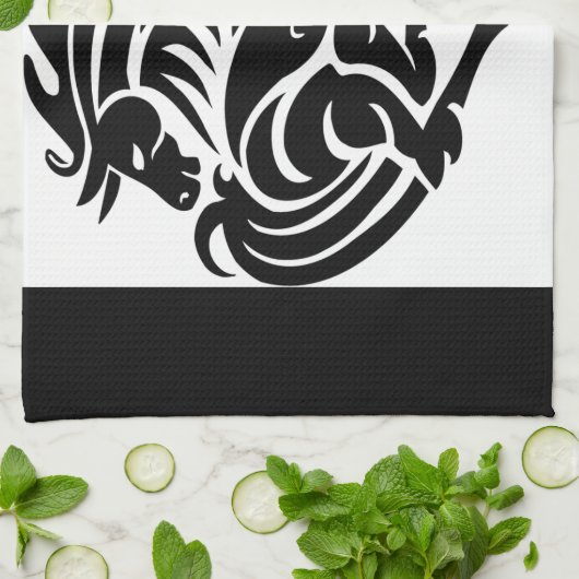 Zwart-wit paard theedoek (Gevouwen)