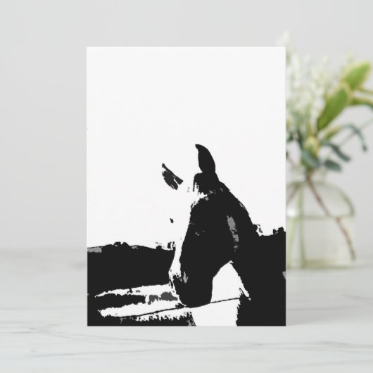 Zwart & Wit Paard Uitnodiging (Staand voorkant)