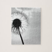 Zwart wit Paardebloem Black and White Dandelion Legpuzzel (Verticaal)