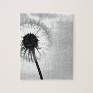 Zwart wit Paardebloem Black and White Dandelion Legpuzzel