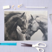 Zwart-wit Paarden  Decoupage Tissuepapier (Craft)