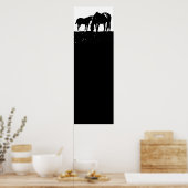 Zwart Wit Paarden Silhouetten Pop Art Poster (Keuken)