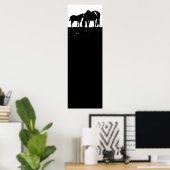 Zwart Wit Paarden Silhouetten Pop Art Poster (Thuiskantoor)