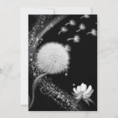 Zwart-wit paardenbloem bruiloft kaart (Achterkant)