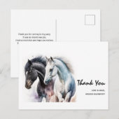 Zwart-wit paardenhaar in Waterverf Hartelijk dank Briefkaart (Voorkant / Achterkant)