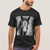 Zwart-wit Paardenprint Mannen T-shirt (Voorkant)