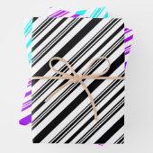 Zwart-wit, paars en wit, blauw en wit inpakpapier vel (In situ)