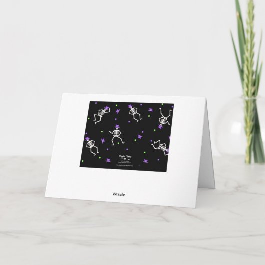 Zwart wit Paars Halloween Skeleton Botten Dance Kaart (Achterkant)