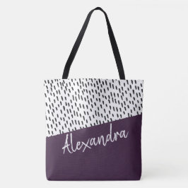 Zwart wit Paars modern Tote Bag