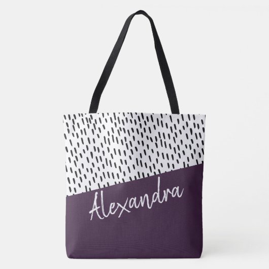 Zwart wit Paars modern Tote Bag (Voorkant)