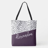 Zwart wit Paars modern Tote Bag (Achterkant)