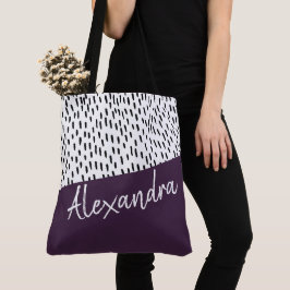 Zwart wit Paars modern Tote Bag