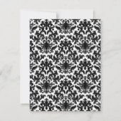 Zwart, Wit, Paarse Damast & Hartjes Antwoordkaart RSVP Kaartje (Achterkant)