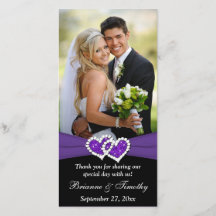 Zwart Wit Paarse Gevoegde Harten Trouwkaart