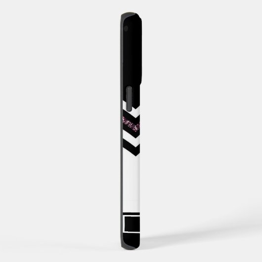  Zwart Wit Paarse Glitter Chevron iPhone Hoesje (Rechterkant)