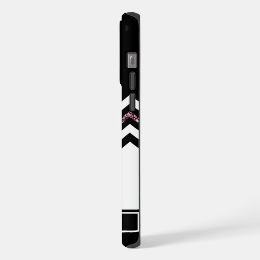  Zwart Wit Paarse Glitter Chevron iPhone Hoesje (Linkerkant)