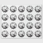 Zwart-wit paashaas eieren in cirkel krans cadeaupapier (Vlak)