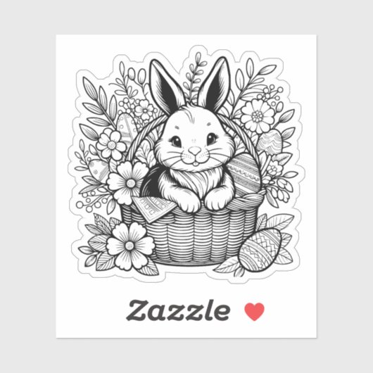 Zwart-wit  paashaas konijn sticker (Vel)