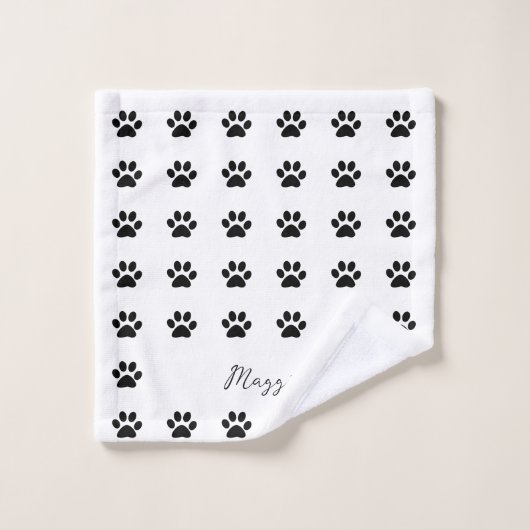 Zwart wit pagina Afdrukpatroon monogram Aangepaste Bad Handdoek (Wasdoekje)