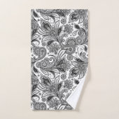 Zwart-wit paisley bad handdoek (Handdoek)