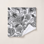 Zwart-wit paisley bad handdoek (Wasdoekje)
