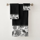 Zwart-wit paisley badhanddoekenset bad handdoek (Insitu)