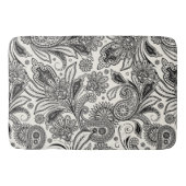 Zwart-wit paisley badmat (Voorkant)