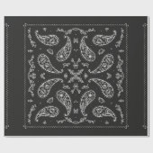 Zwart-wit Paisley Bandana Ornament Print. Vi Cadeaupapier (Vlak)