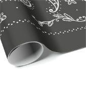 Zwart-wit Paisley Bandana Ornament Print. Vi Cadeaupapier (Rol Hoek)