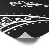 Zwart-wit Paisley Bandana Ornament Print. Vi Poster (Hoek)