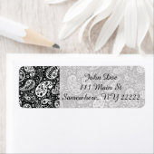 Zwart & Wit Paisley Bloemen Etiket (Insitu)