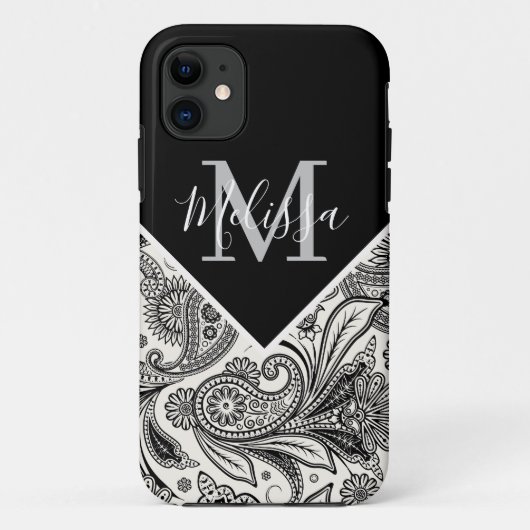 Zwart-wit paisley    Case-Mate iPhone case (Achterkant)