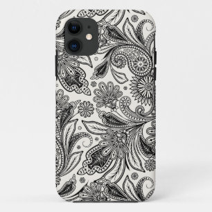 Zwart-wit paisley Case-Mate iPhone case