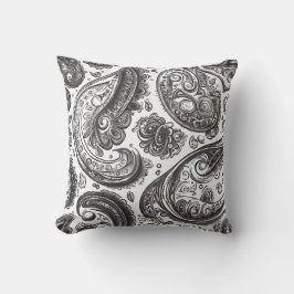 Zwart-wit Paisley Elegance Kussen