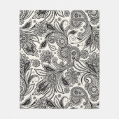 Zwart-wit paisley fleece deken (Voorkant)