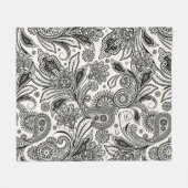 Zwart-wit paisley fleece deken (Voorkant (Horizontaal))