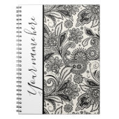 Zwart-wit paisley gepersonaliseerd notitieboek (Voorkant)