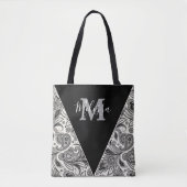 Zwart-wit paisley gepersonaliseerde tas (Voorkant)