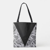 Zwart-wit paisley gepersonaliseerde tas (Achterkant)