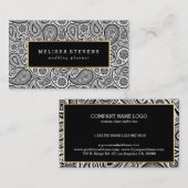 Zwart & Wit Paisley Goud Accent Visitekaartje (Voorkant / Achterkant)