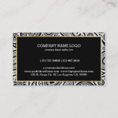 Zwart & Wit Paisley Goud Accent Visitekaartje (Achterkant)