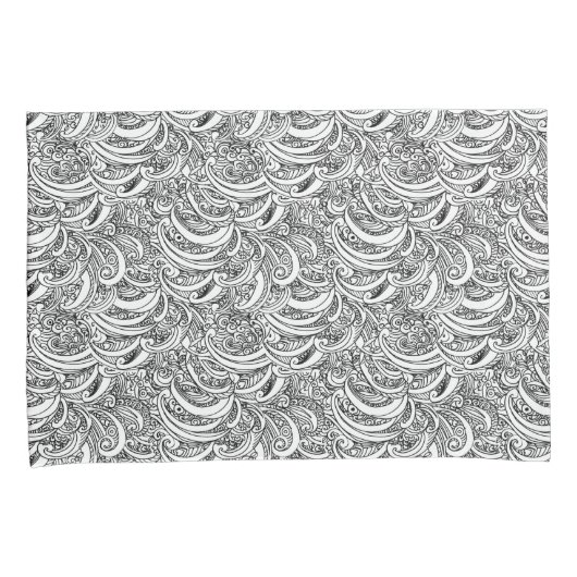 Zwart-wit Paisley Inked Art kussens Kussensloop (Voorkant-Rechts)