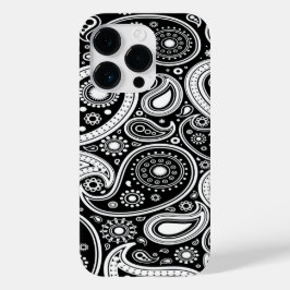 Zwart-wit Paisley iPhone 14 Pro Hoesje